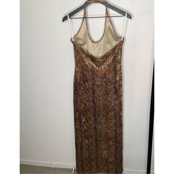 Gunne Sax x Jessica McClintock Snake Print Halter Dress - Picture 2 of 4